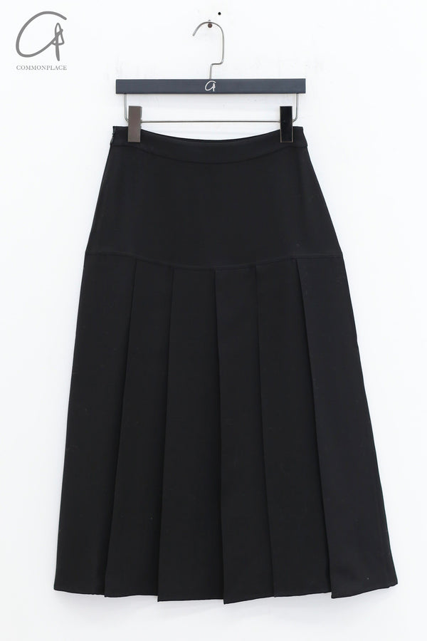 SWAYING 24 Autumn and Winter Silk Wool Pleated Skirt SW-SW24AW3B25-HEI Black